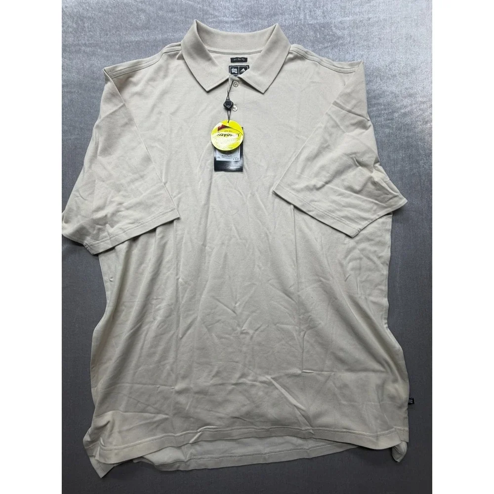 NWT Adidas Rayosan Golf‎ Polo Shirt Beige 2XL UPF 35+ 80's Two Ply